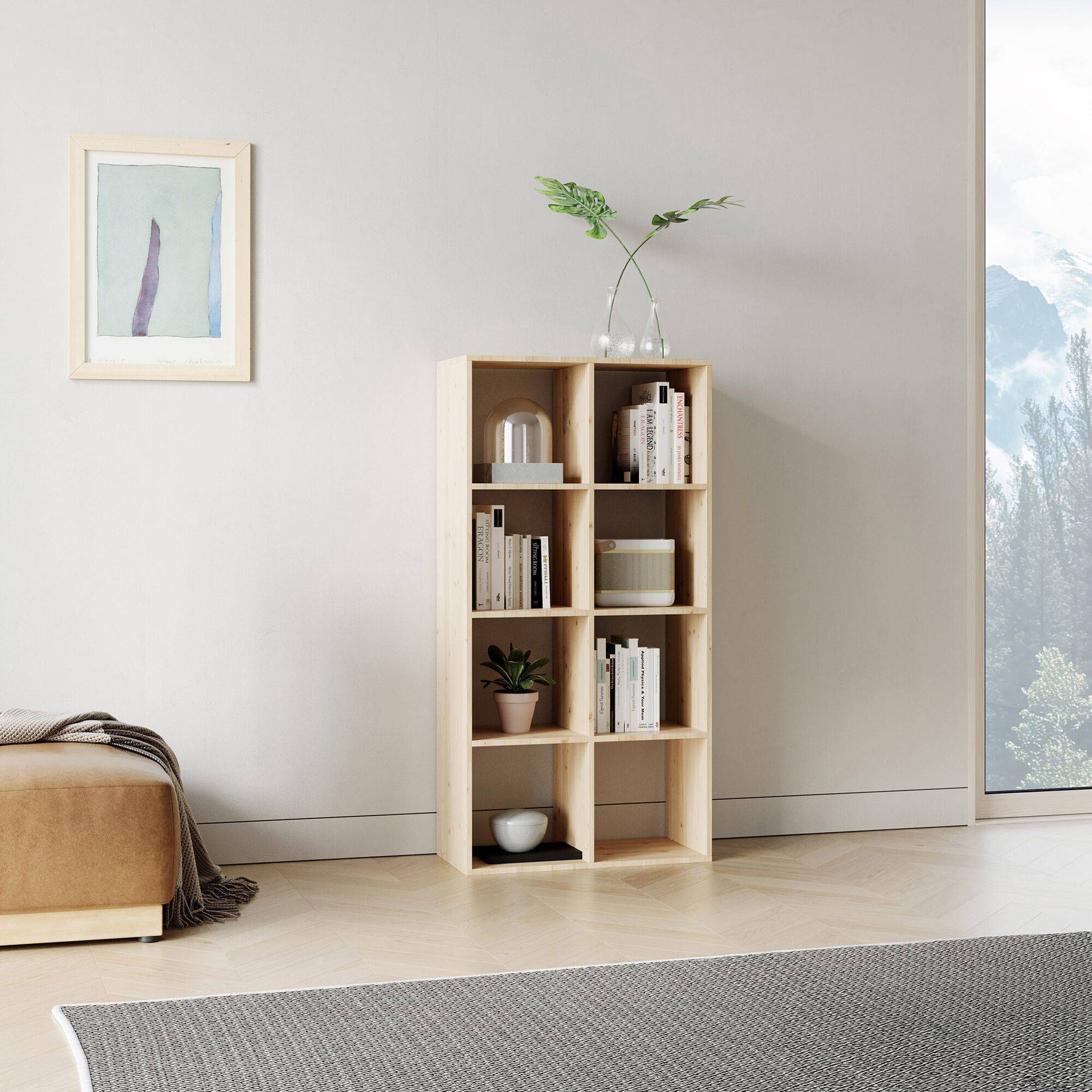 Etagère bois massif 8 cases Elio