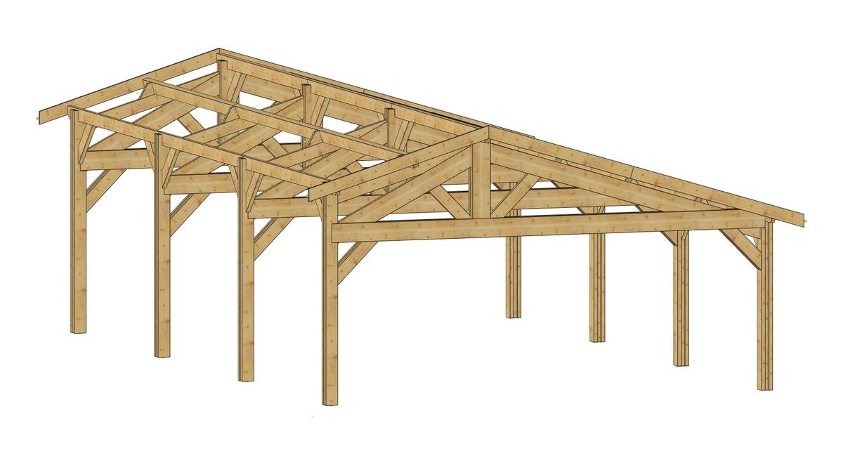 Abri deux Pentes Faitage Décalé pour Voiture Champagne Ardenne en Bois Abri deux Pentes Faitage Décalé pour Voiture Champagne Ardenne en Bois