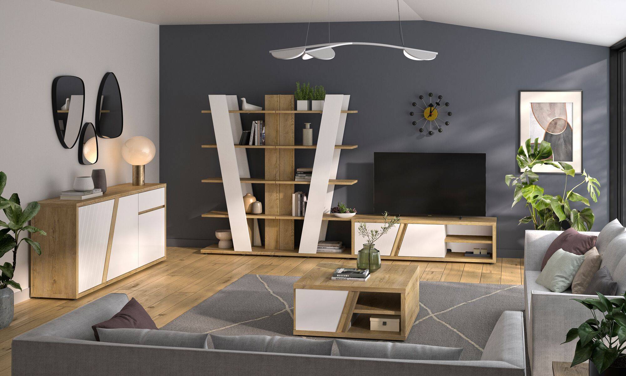 Etagère décor bois et blanc Gustave - Image 1