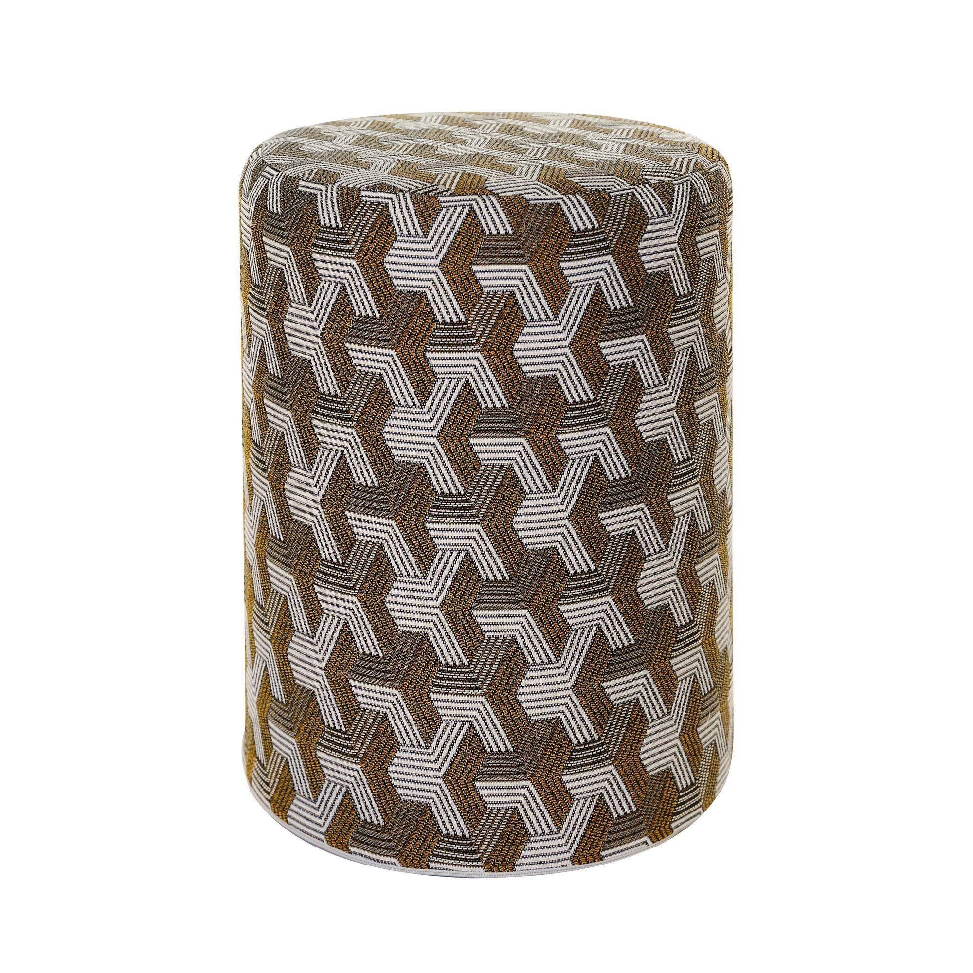 Pouf cylindrique Freddy Gris/Or CAMIF