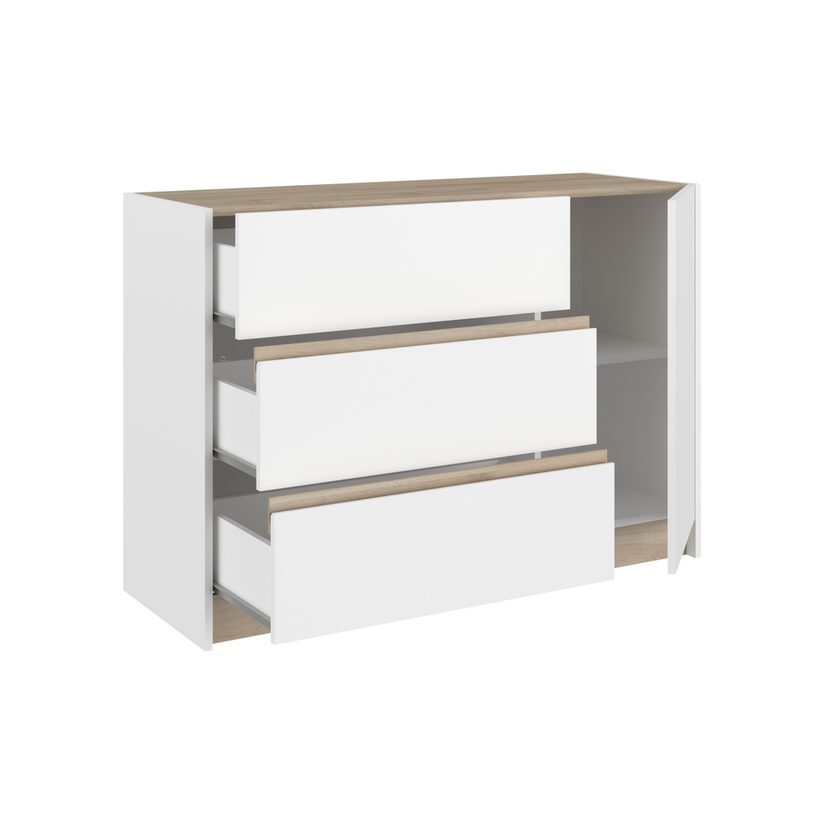 Commode 3 tiroirs décor bois Palerme Commode 3 tiroirs décor bois Palerme