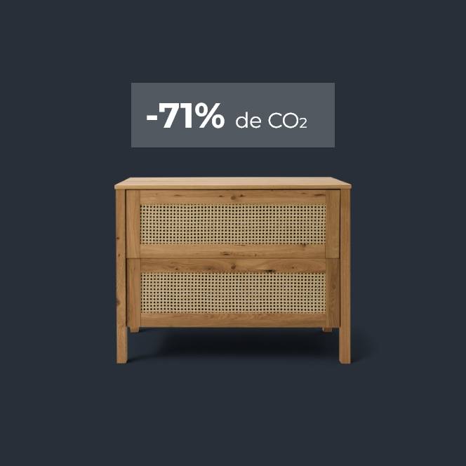 Commode chêne massif 2 tiroirs Capucine