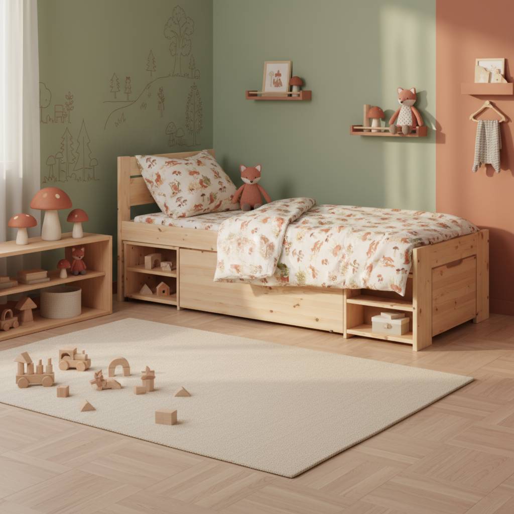 Lit rangement enfant bois massif Tara - Image 1