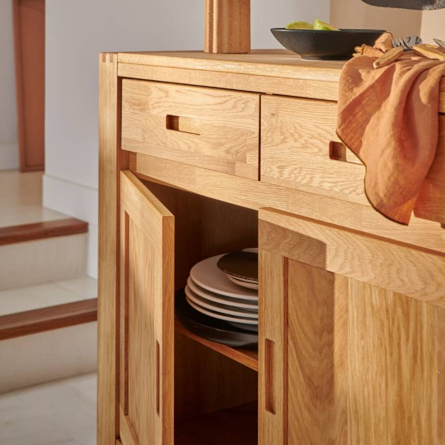 Buffet chêne massif 4 portes 4 tiroirs Luminescence CAMIF