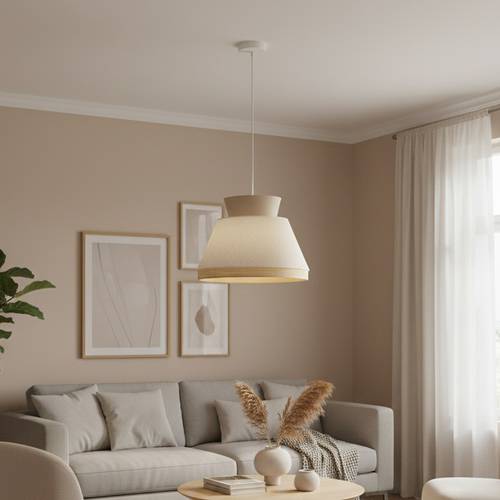 Suspension tissu et cannage naturelle beige Sarah