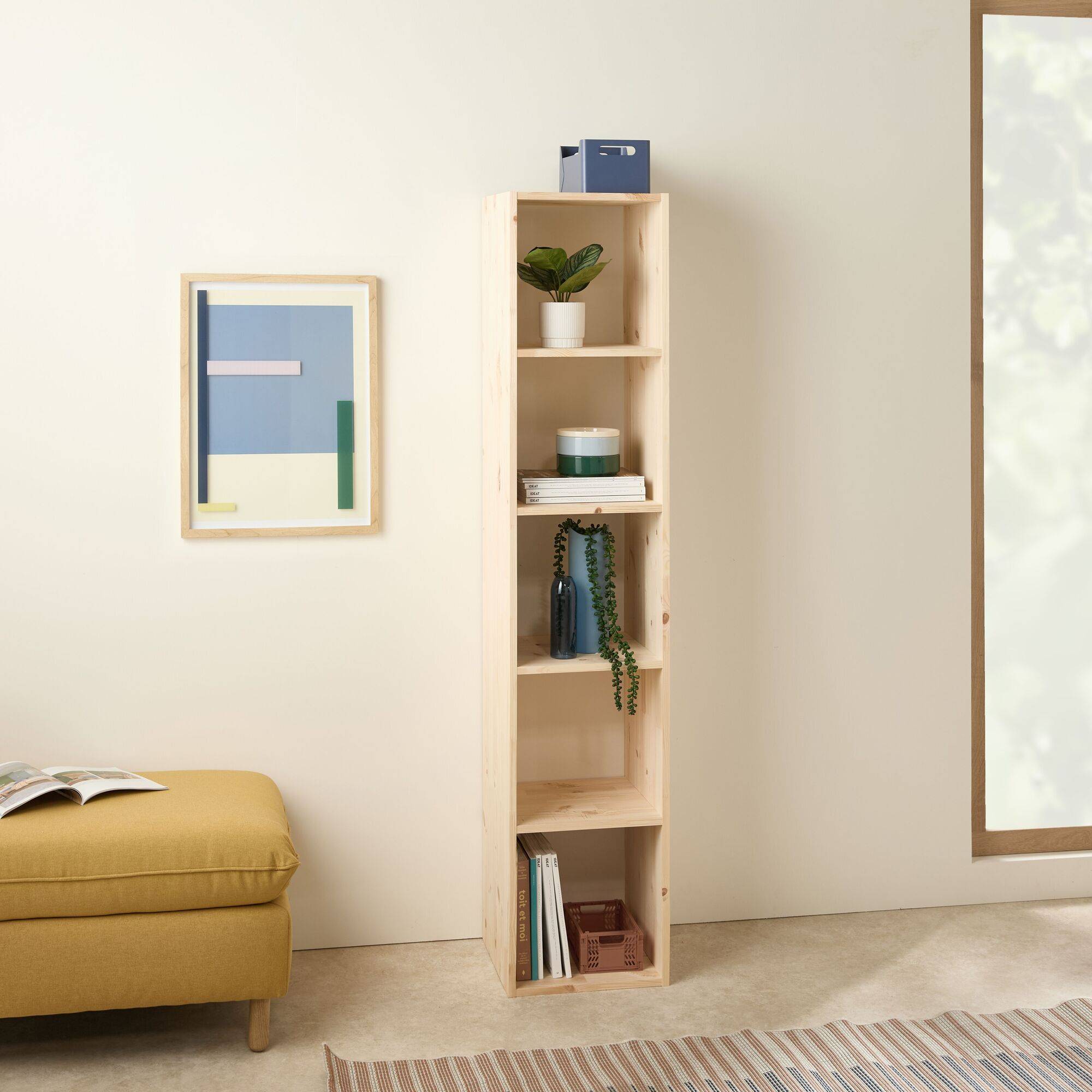 Etagère bois massif 5 cases Elio