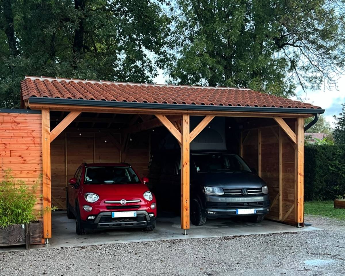Abri deux Pentes pour Voiture Bourgogne en Bois Abri deux Pentes pour Voiture Bourgogne en Bois