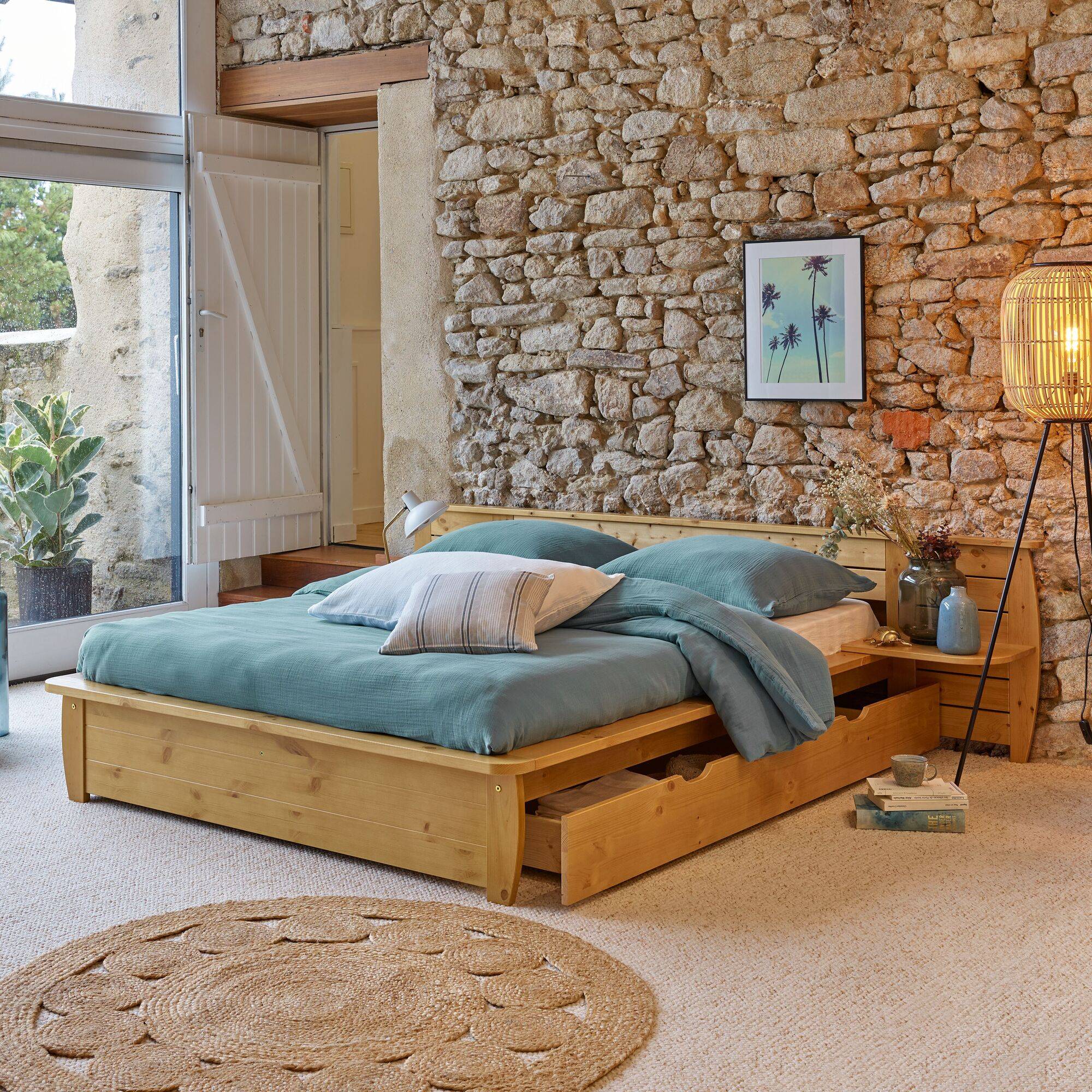 Lot de 2 tiroirs pour lit Théo 140 x 190 cm Miel