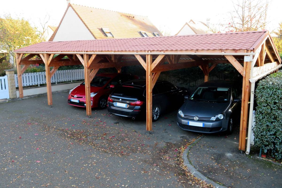 Abri deux Pentes Faitage Décalé pour Voiture Champagne Ardenne en Bois Abri deux Pentes Faitage Décalé pour Voiture Champagne Ardenne en Bois