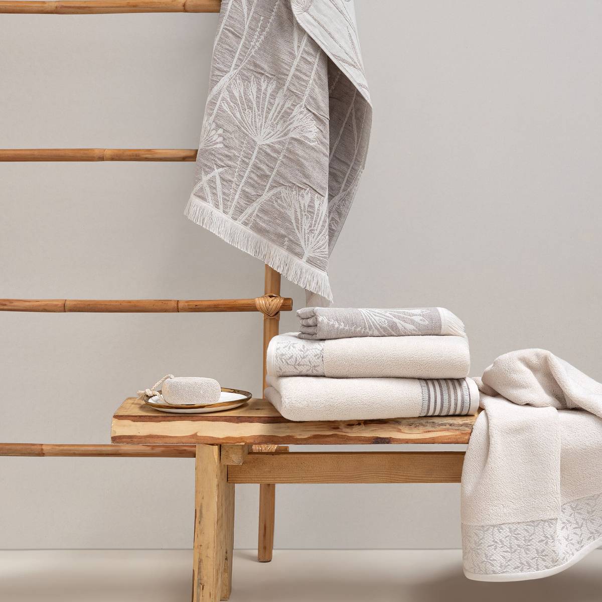 Serviette de bain coton Léontina, écorce Serviette de bain coton Léontina, écorce