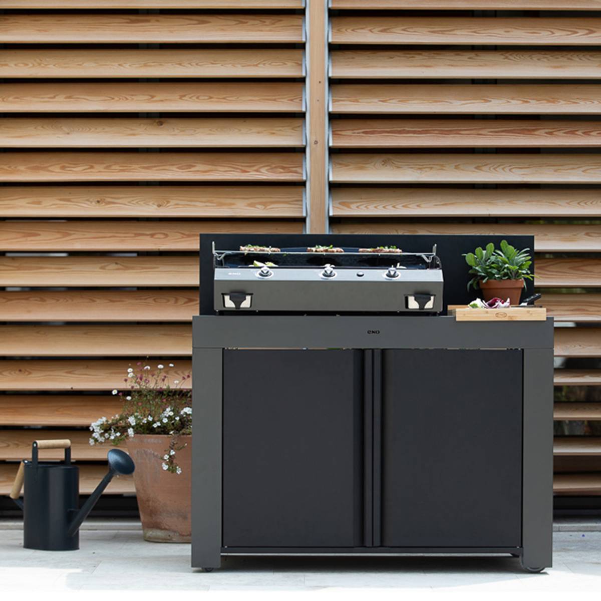 Meuble de Cuisine pour Plancha 120 x 60 cm Félix en Acier Gris et Noir Meuble de Cuisine pour Plancha 120 x 60 cm Félix en Acier Gris et Noir