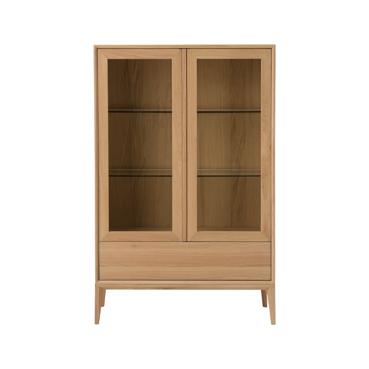 Meuble vitrine led chêne massif 2 portes 1 tiroir Charles Meuble vitrine led chêne massif 2 portes 1 tiroir Charles