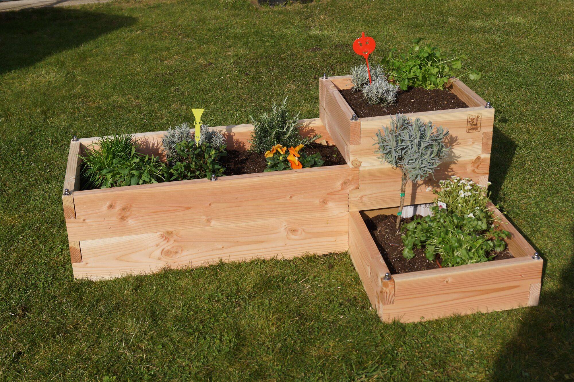 Carré potager en bois 3 bacs et 3 niveaux 127cm, Vivik - Image 1