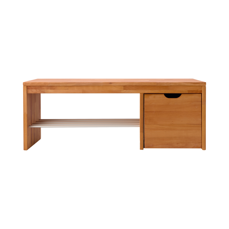 Banc à chaussures bois massif avec 1 cube de rangement Cyriel Banc à chaussures bois massif avec 1 cube de rangement Cyriel