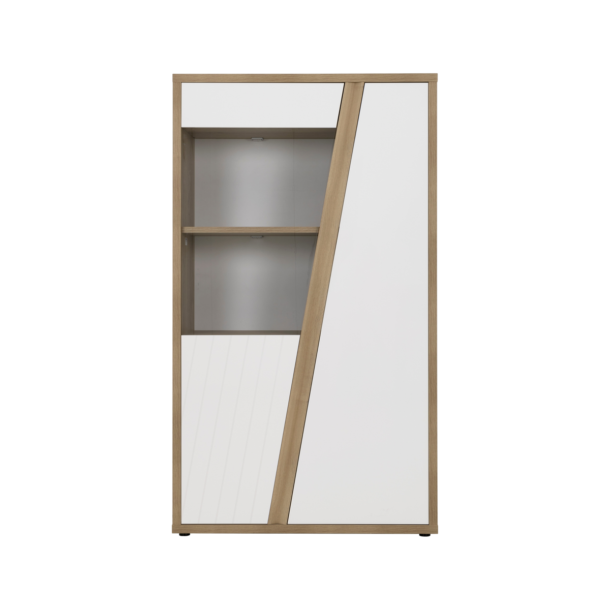 Meuble vitrine décor bois et blanc 2 portes Gustave Meuble vitrine décor bois et blanc 2 portes Gustave