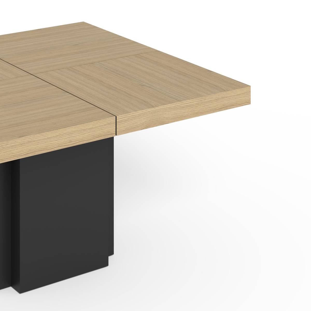 Table à manger carrée décor bois et noir pied central 6 personnes Dusk Table à manger carrée décor bois et noir pied central 6 personnes Dusk