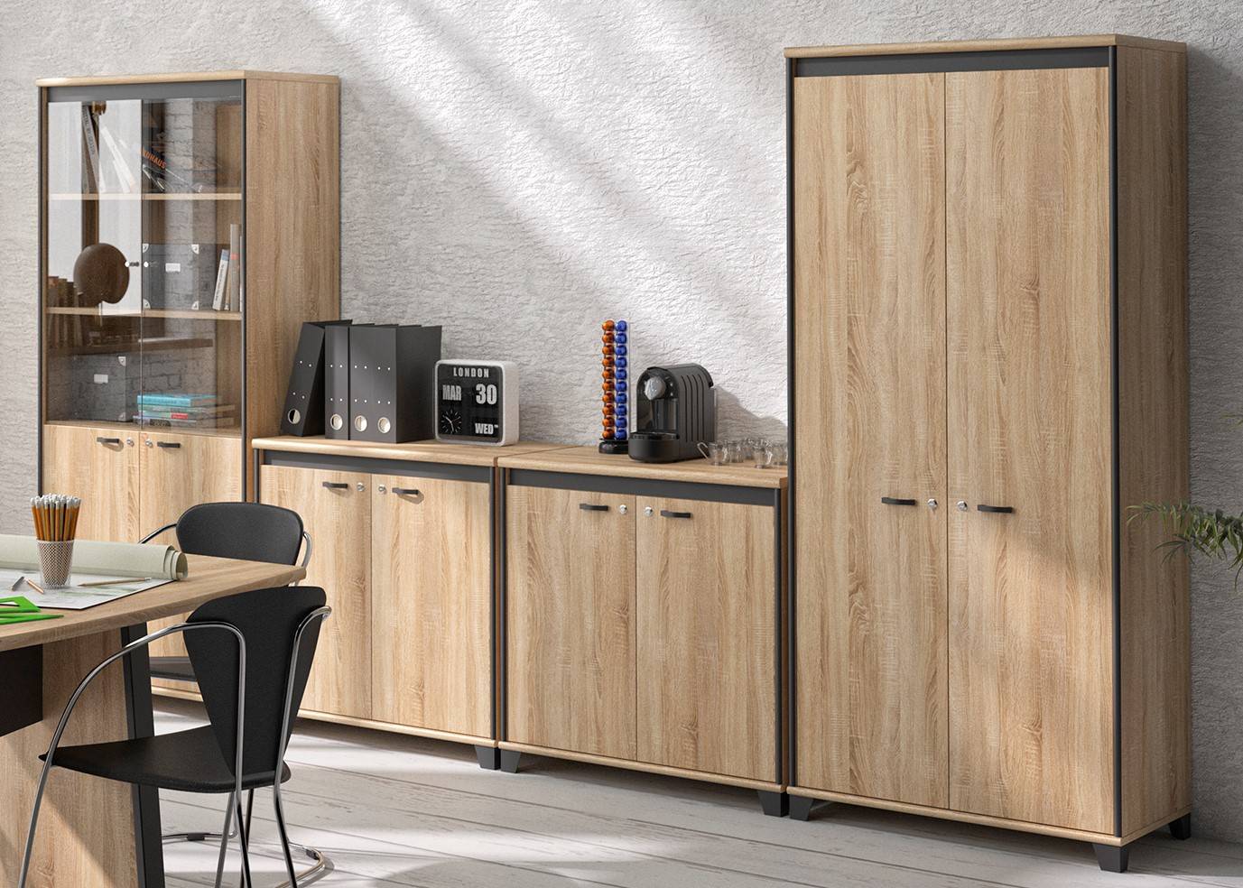 Armoire avec 2 tiroirs gris béton 60x31x40 cm bois d'ingénierie | Leroy Merlin