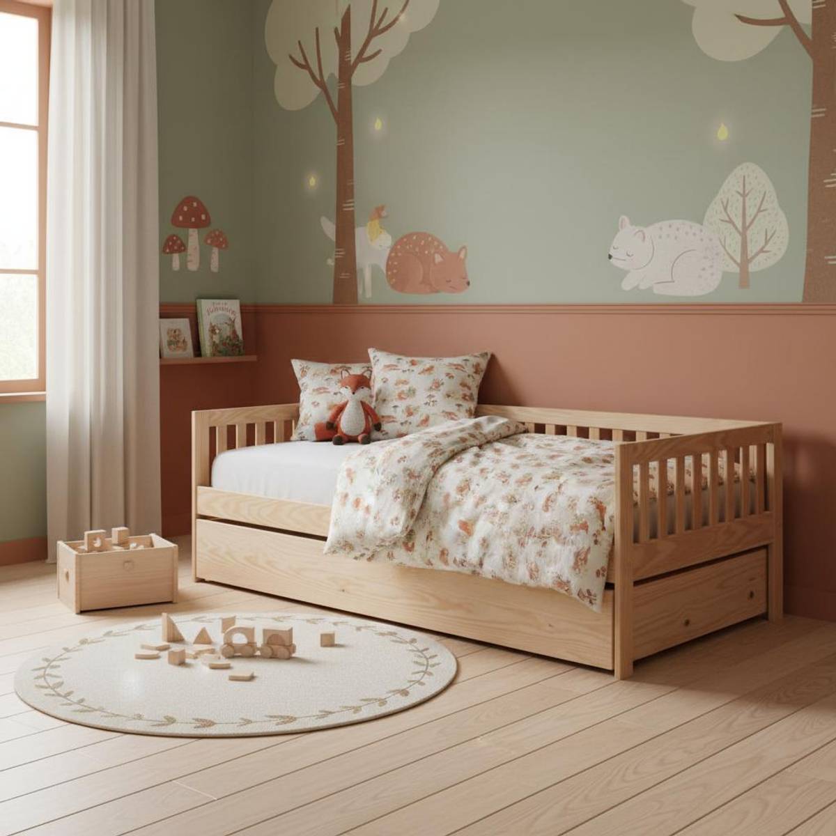 Lit bois massif avec tiroir de rangement en option Emile Lit bois massif avec tiroir de rangement en option Emile