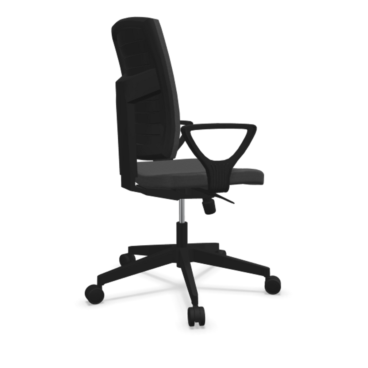 Fauteuil de bureau dossier capitonné et plastique noir avec accoudoirs fixes Fauteuil de bureau dossier capitonné et plastique noir avec accoudoirs fixes