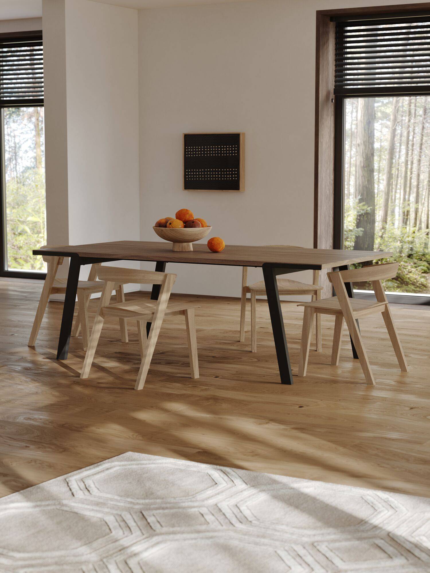 Table à manger rectangulaire bois pieds métal noir 6 personnes Drift - Image 1