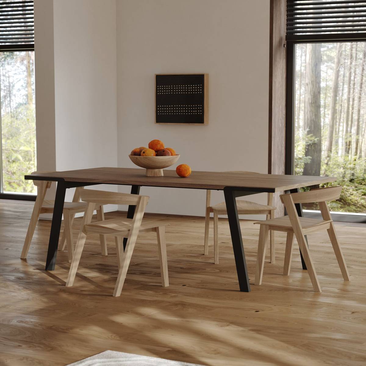 Table à manger rectangulaire bois pieds métal noir 6 personnes Drift Table à manger rectangulaire bois pieds métal noir 6 personnes Drift