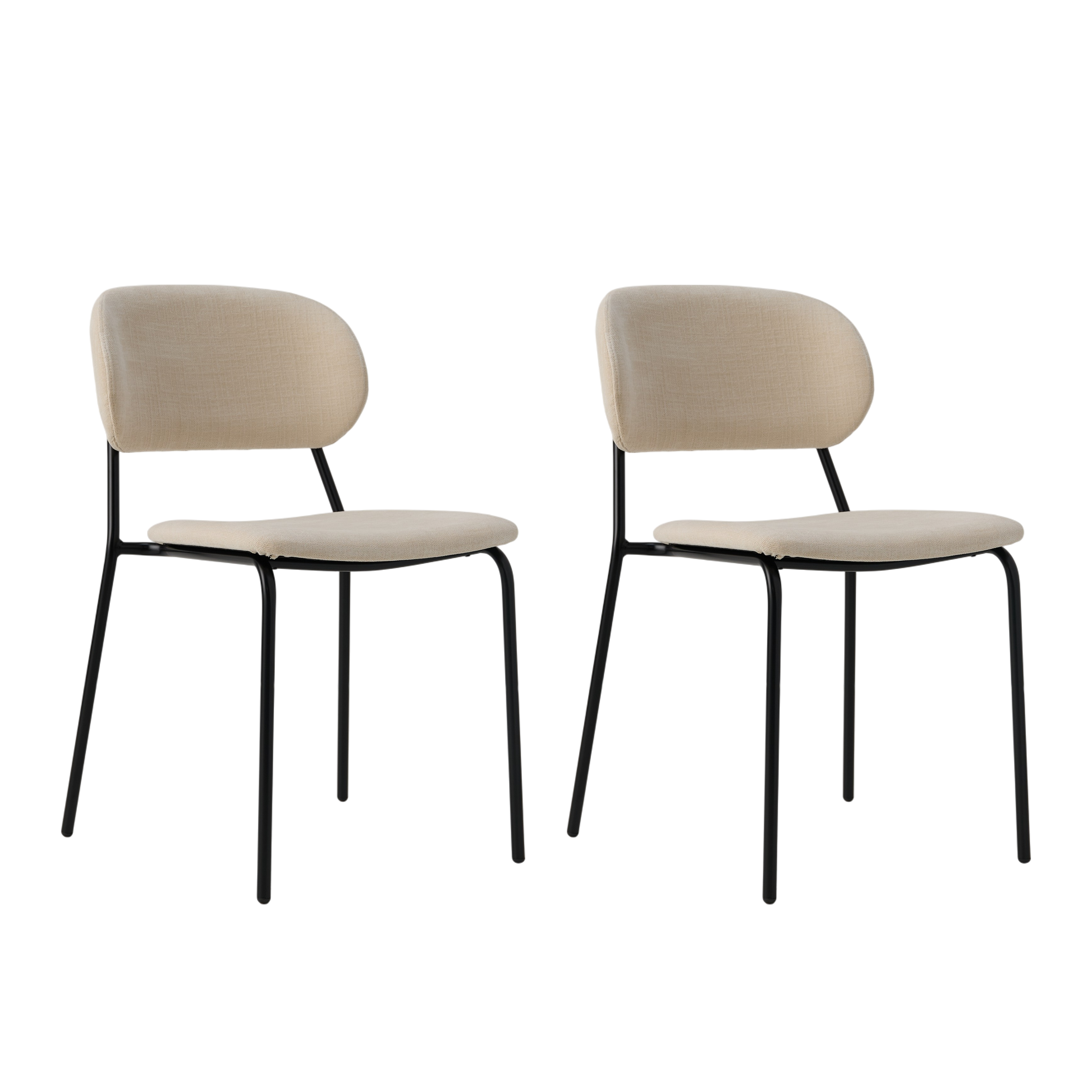 Lot de 2 chaises tissu et bois pieds  métal Sofia CAMIF