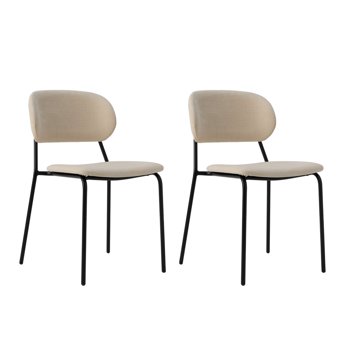 Lot de 2 chaises tissu et bois pieds métal Sofia CAMIF Lot de 2 chaises tissu et bois pieds métal Sofia CAMIF