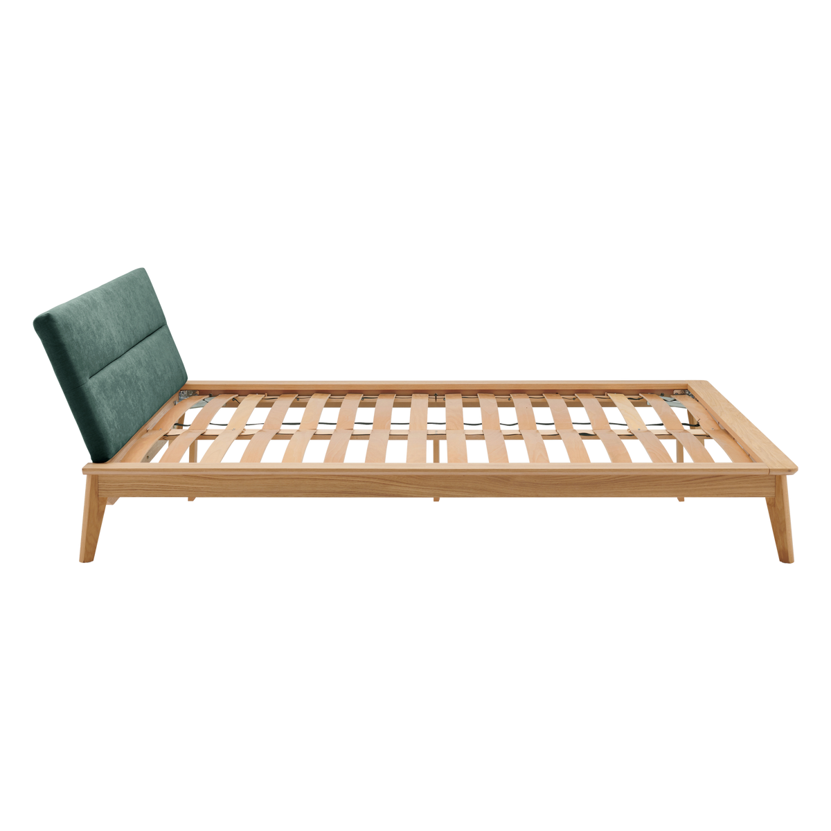 Lit bois avec tête de lit tissu Atia Lit bois avec tête de lit tissu Atia