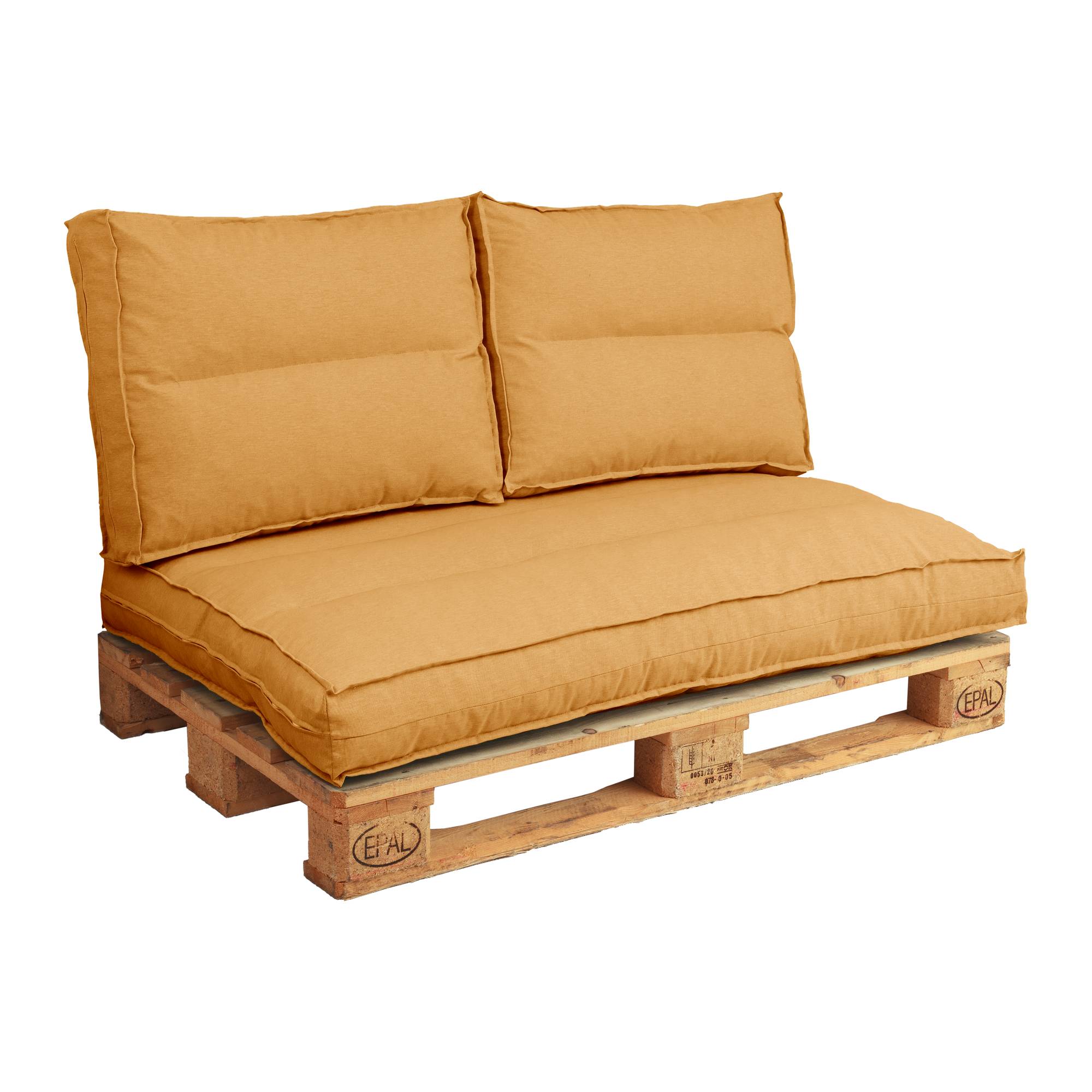Canapé Sur Palettes Eminza Avec Coussins Jaunes - 80cm - Neuf - Coton Et Bois