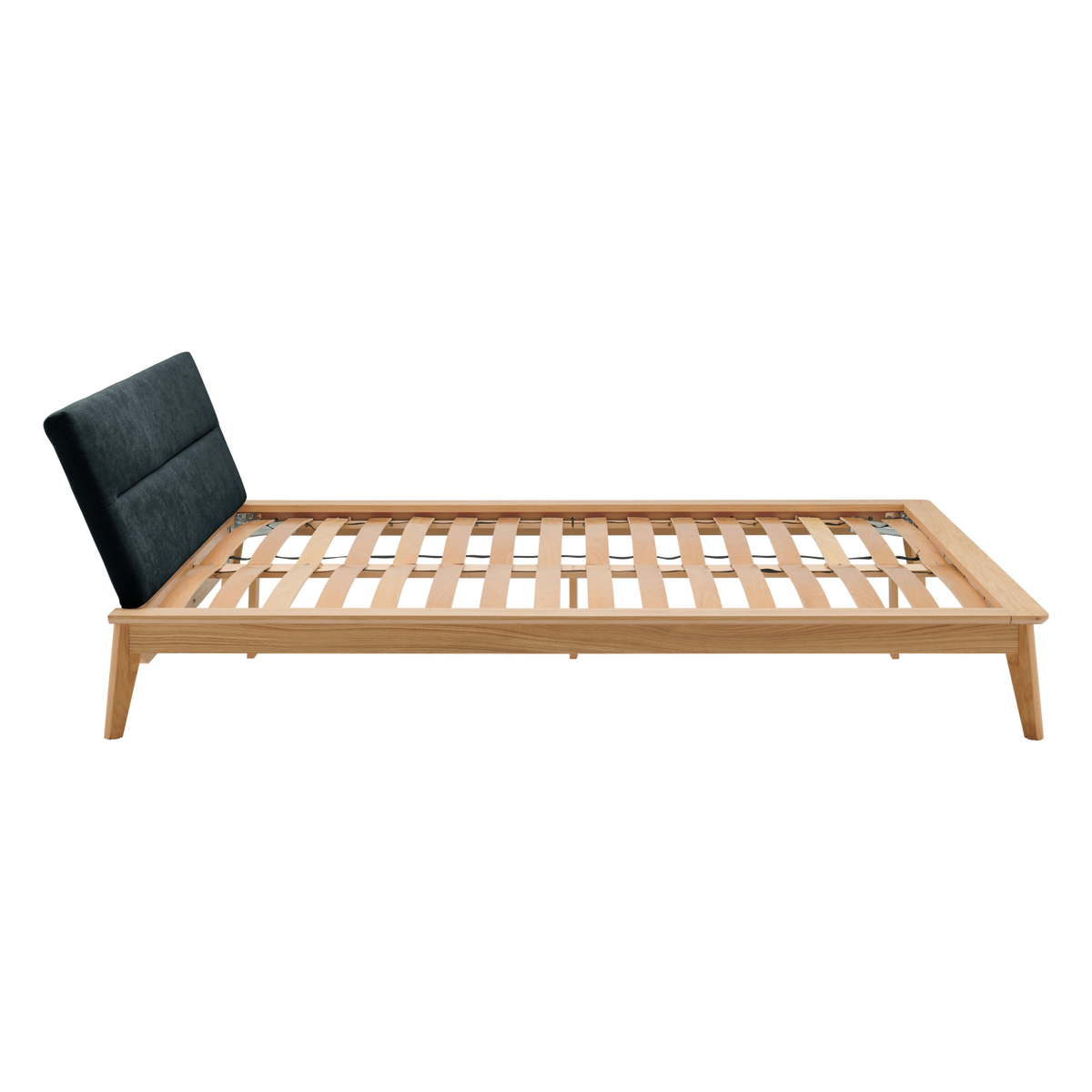 Lit bois avec tête de lit tissu Atia Lit bois avec tête de lit tissu Atia