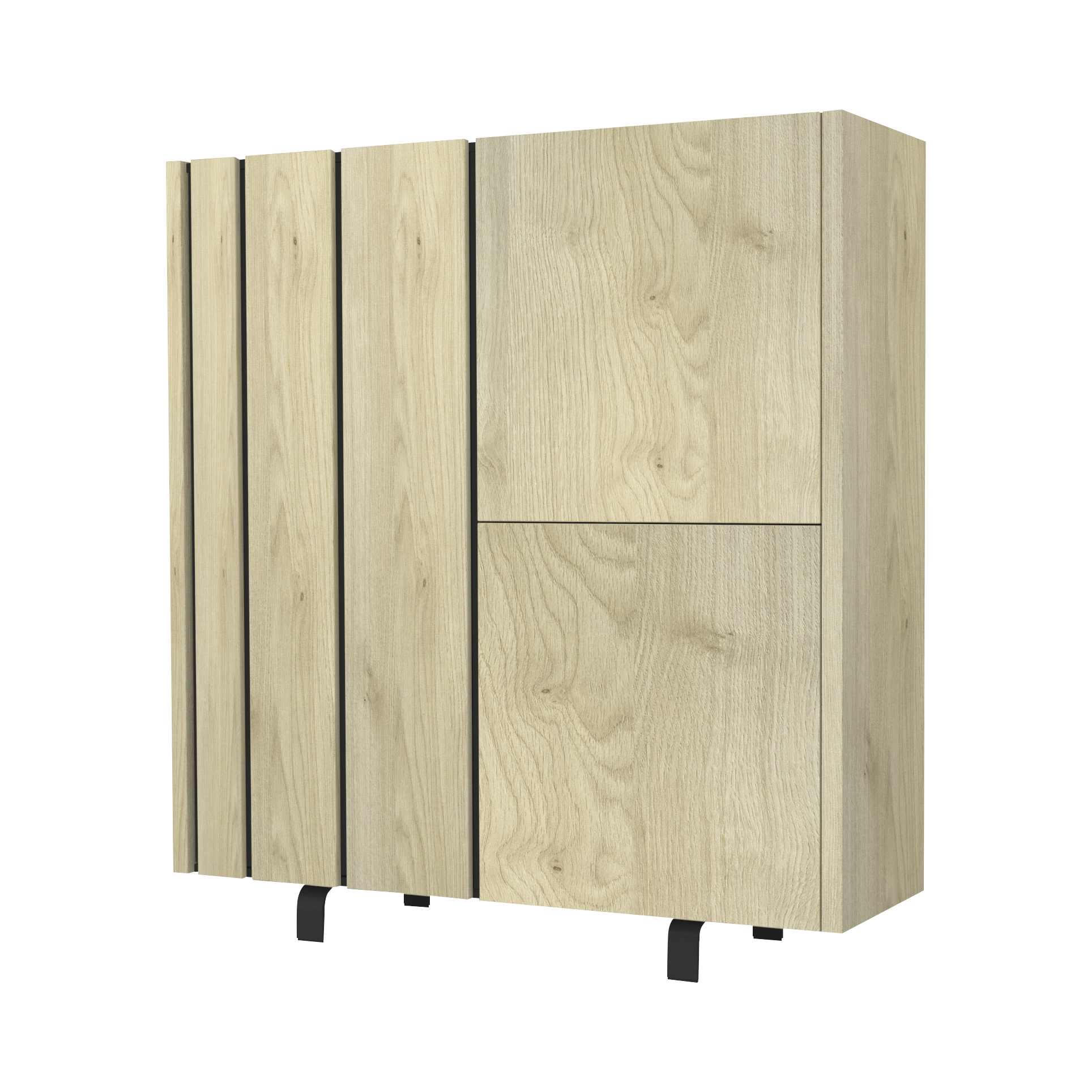 Meuble de rangement décor bois et noir 3 portes Salma