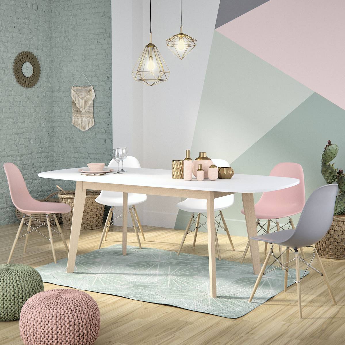 Table à manger rectangulaire extensible 6 à 8 personnes Agatha Table à manger rectangulaire extensible 6 à 8 personnes Agatha