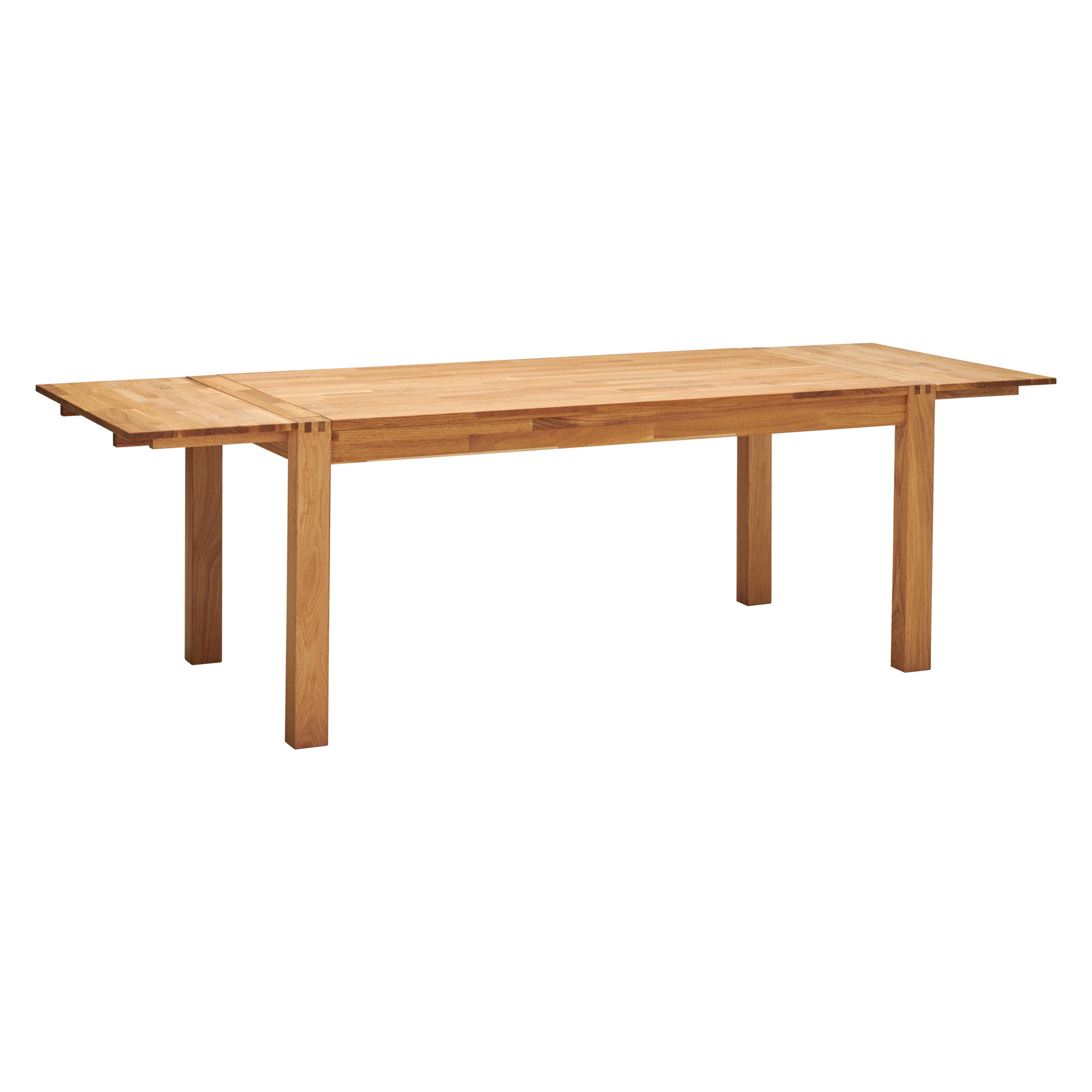 Table à manger rectangulaire chêne massif avec rallonges 6 à 10 personnes Luminescence