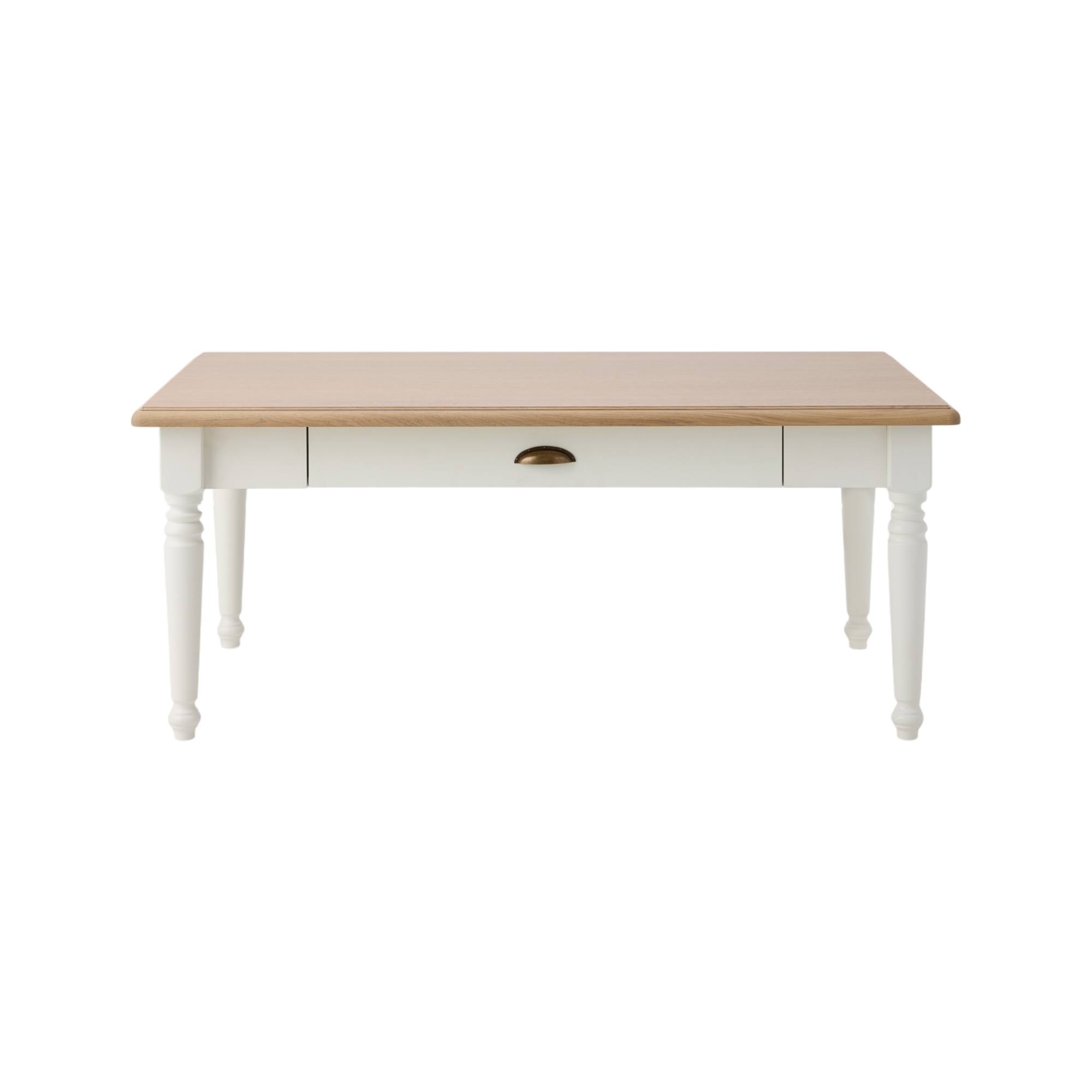 Pour un salon au charme indéniable, laissez-vous tenter par la table basse Apolline.Cette table basse se distingue par ses dimensions généreuses, offrant un plateau spacieux pour vos objets du quotidien. Elle est également équipée d'un tiroir astucieux pour dissimuler télécommandes et magazines tout en les gardant à portée de main.Son tiroir à poignée coquille, ses pieds élégants et son plateau en placage chêne ajoutent une note d'authenticité à l'ensemble.Complétez l'ambiance chaleureuse de votre salon avec les autres meubles de la collection Apolline, pour un intérieur empreint de charme et de simplicité rustique.
