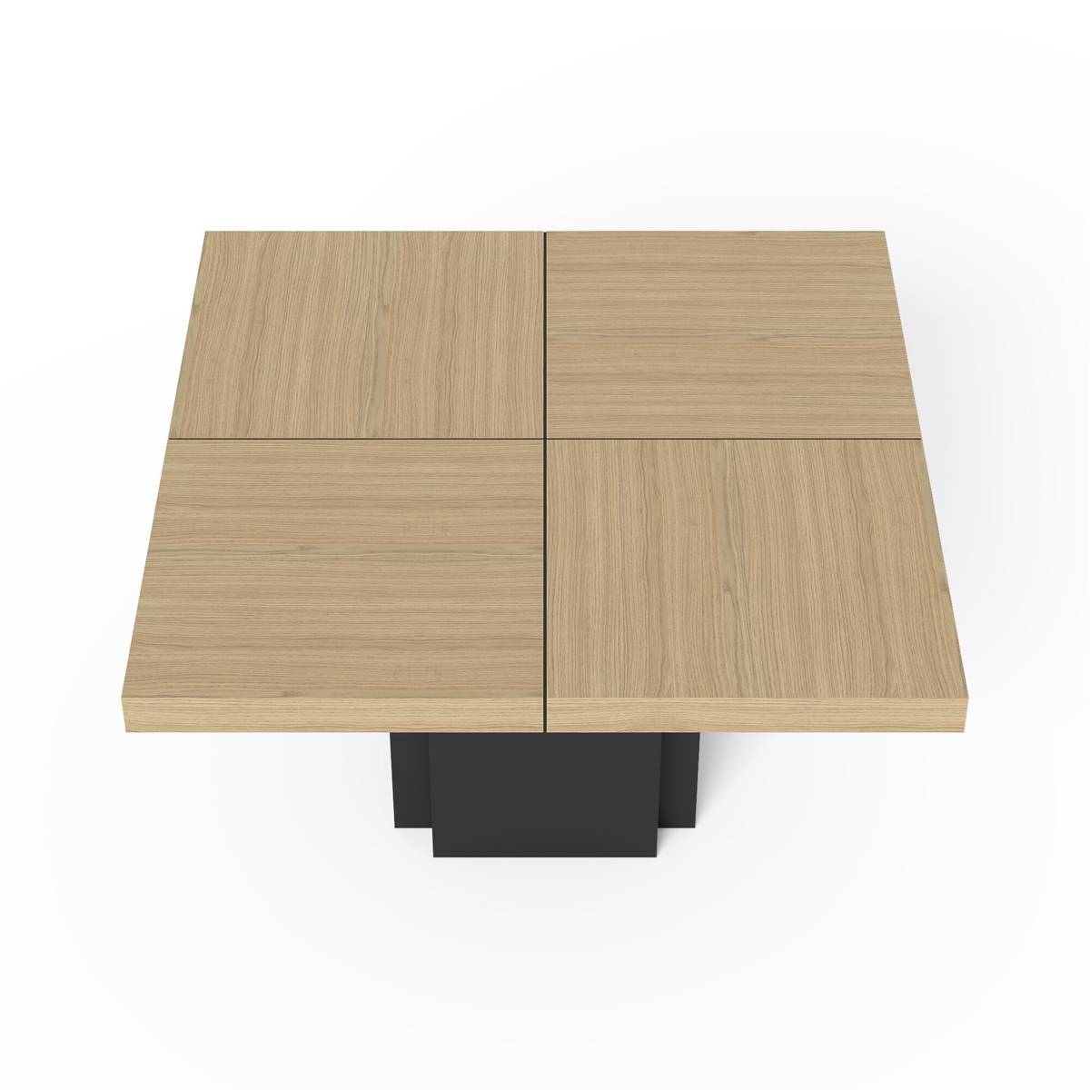 Table à manger carrée décor bois et noir pied central 6 personnes Dusk Table à manger carrée décor bois et noir pied central 6 personnes Dusk