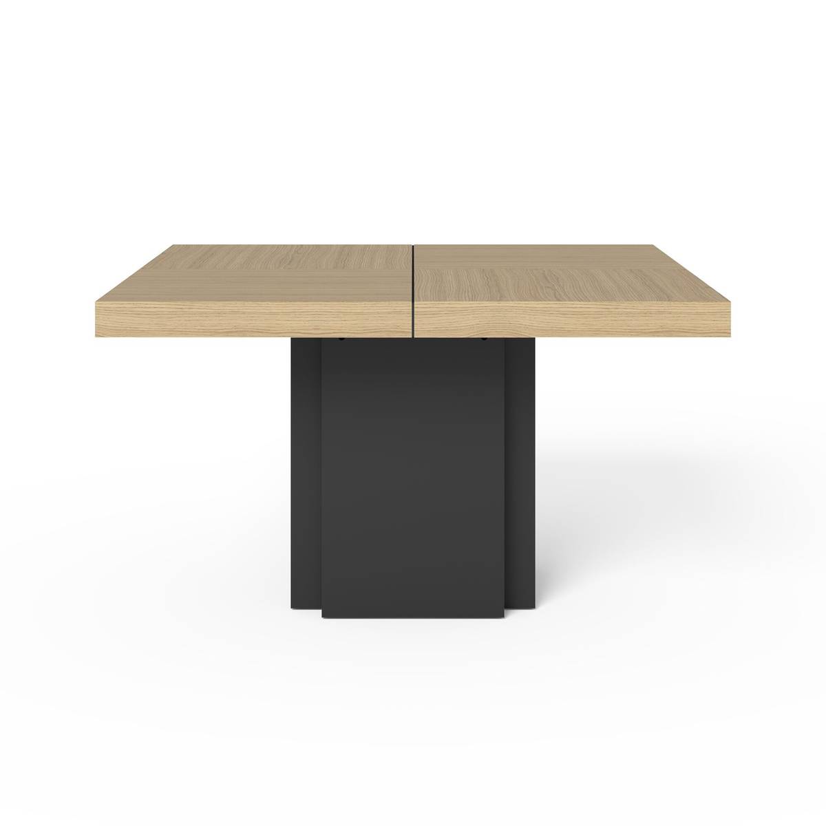 Table à manger carrée décor bois et noir pied central 6 personnes Dusk Table à manger carrée décor bois et noir pied central 6 personnes Dusk