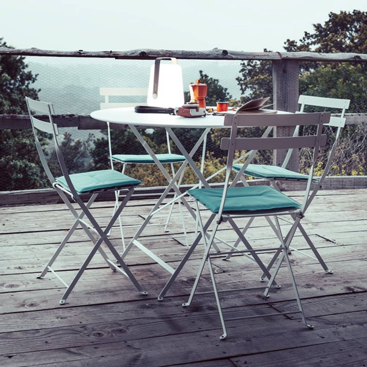 Table Ronde Pliante Ø96 cm Bistro en Acier Table Ronde Pliante Ø96 cm Bistro en Acier