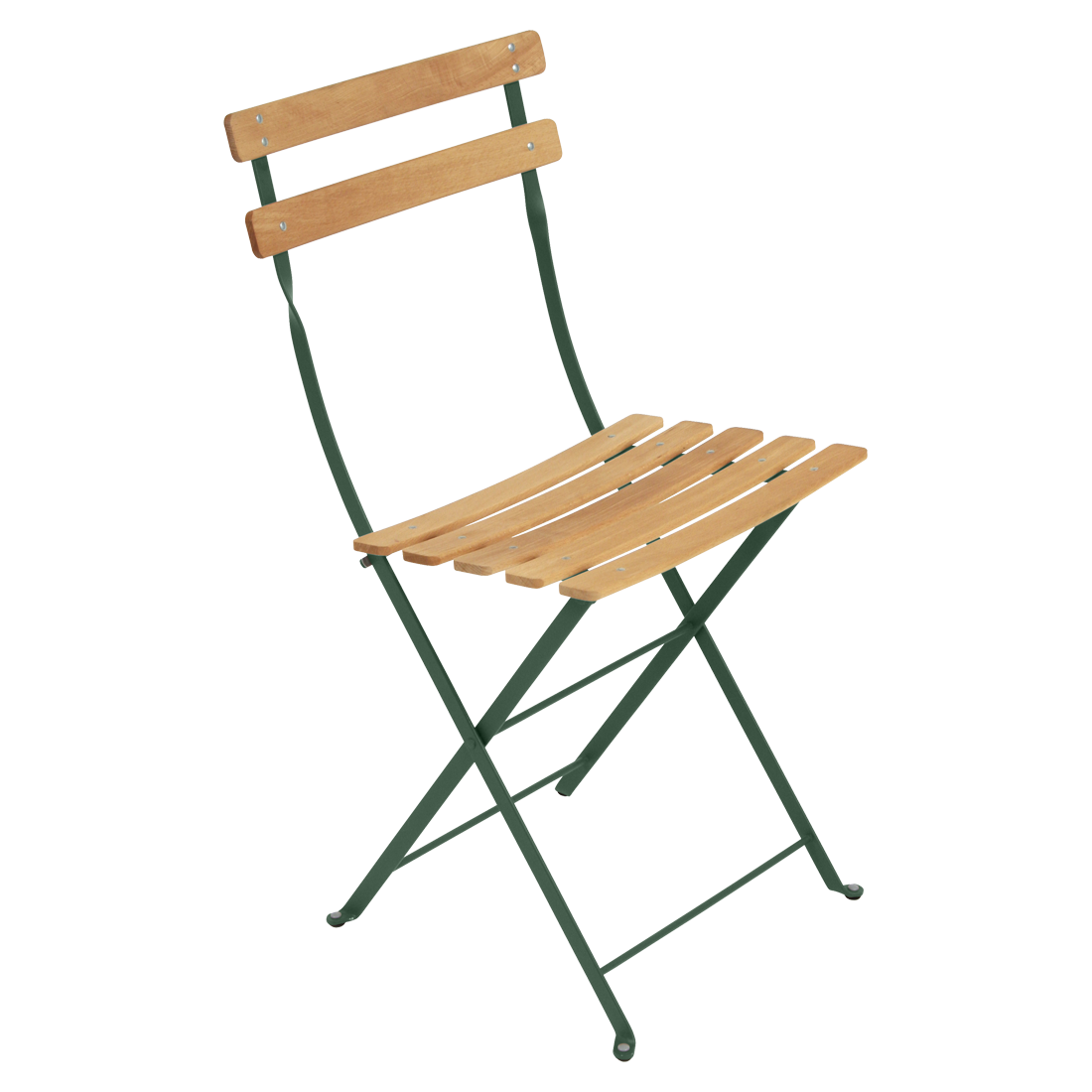 Lot de 2 Chaises Pliantes Bistro Naturel en Acier et en Bois