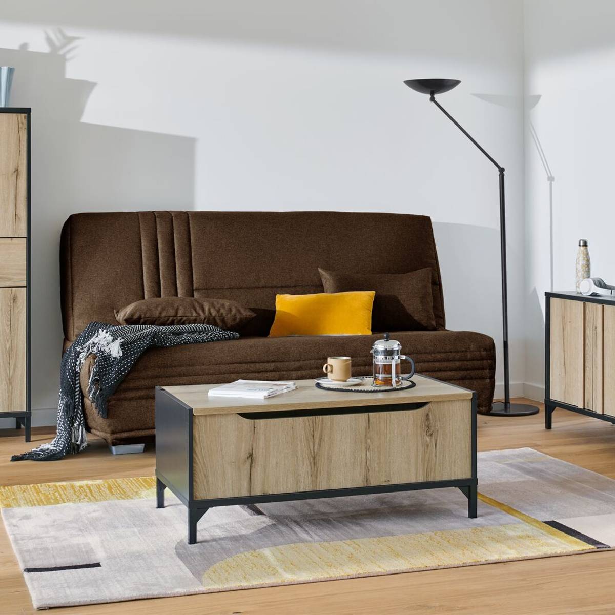 Canapé clic-clac tissu matelas 17 cm Genay Canapé clic-clac tissu matelas 17 cm Genay