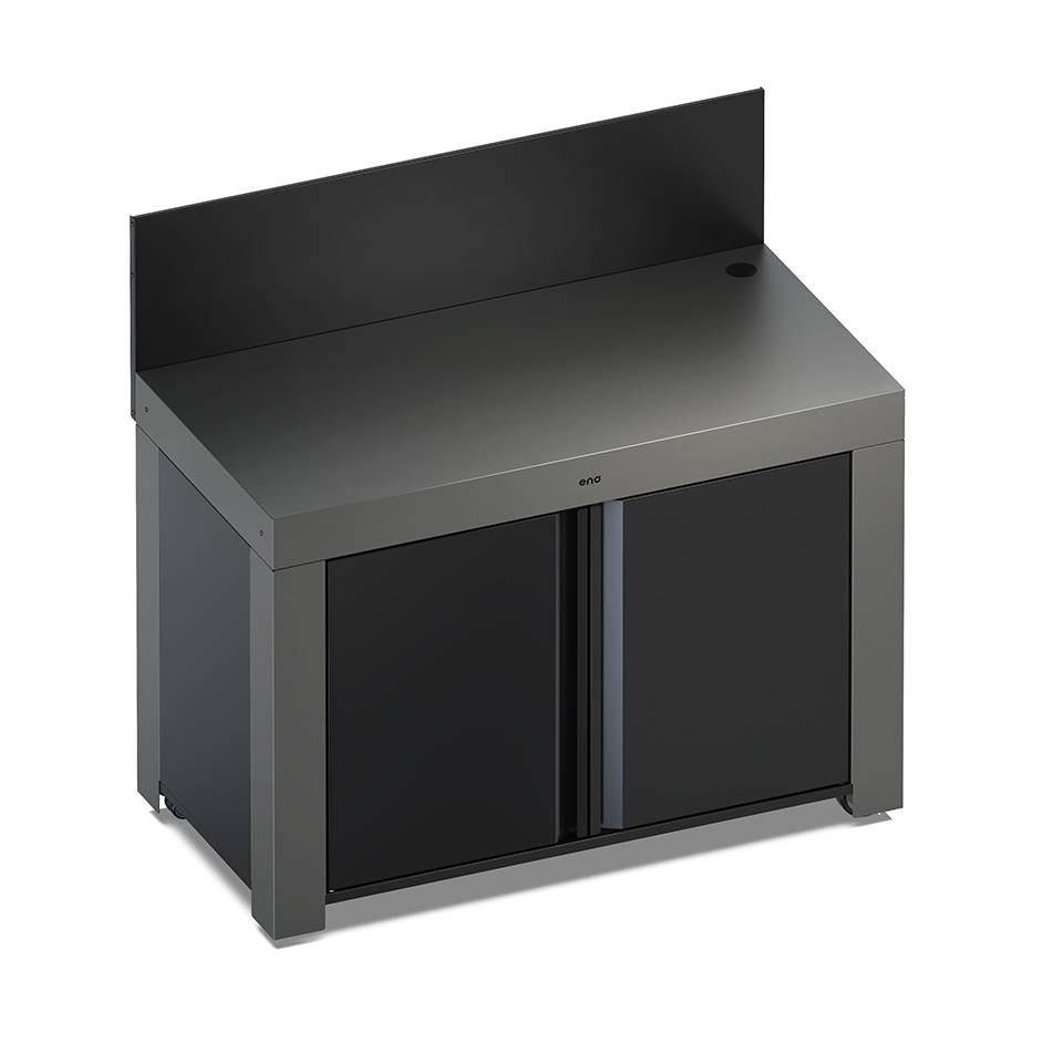 Meuble de Cuisine pour Plancha 120 x 60 cm Félix en Acier Gris et Noir