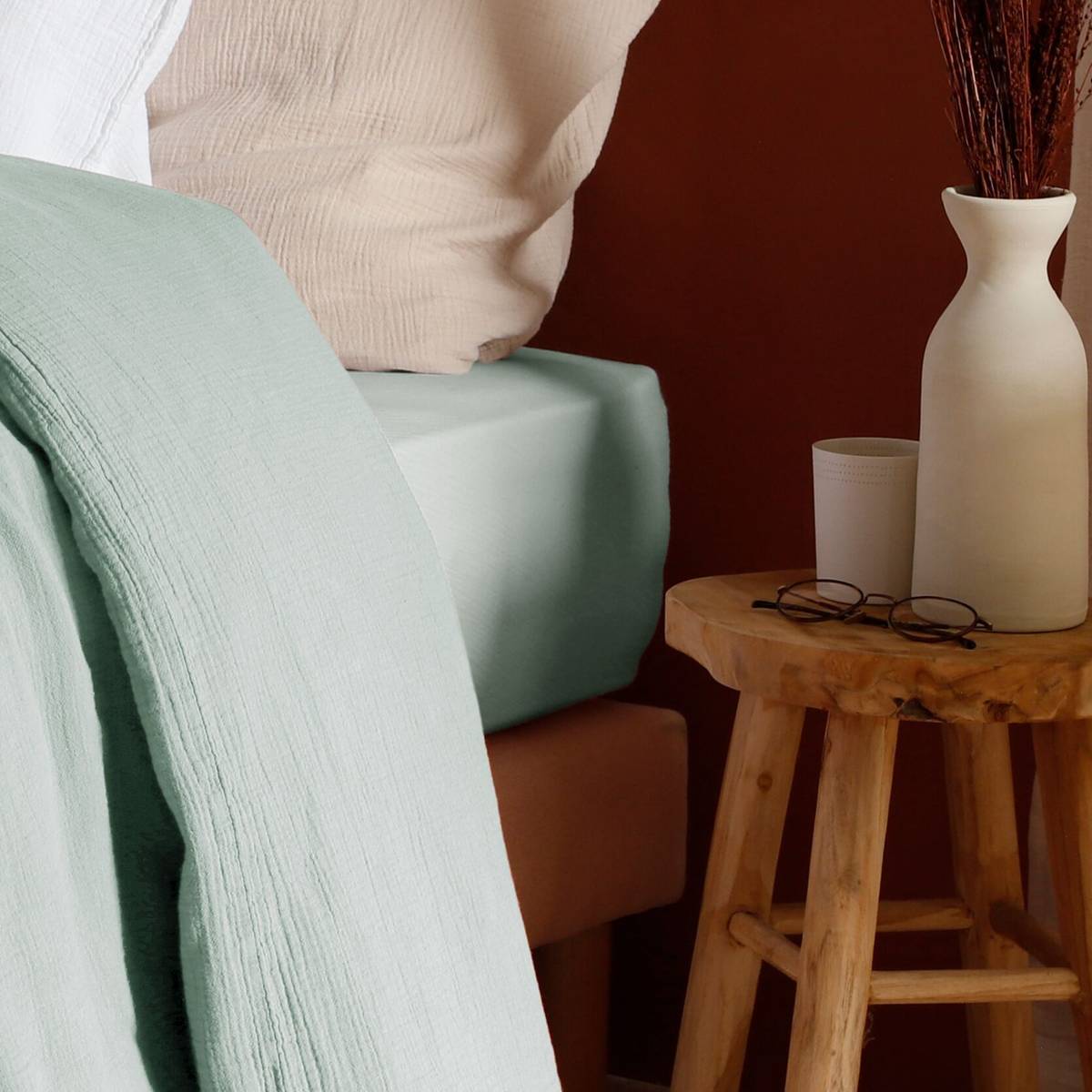 Drap housse gaze de coton bio Lou Drap housse gaze de coton bio Lou