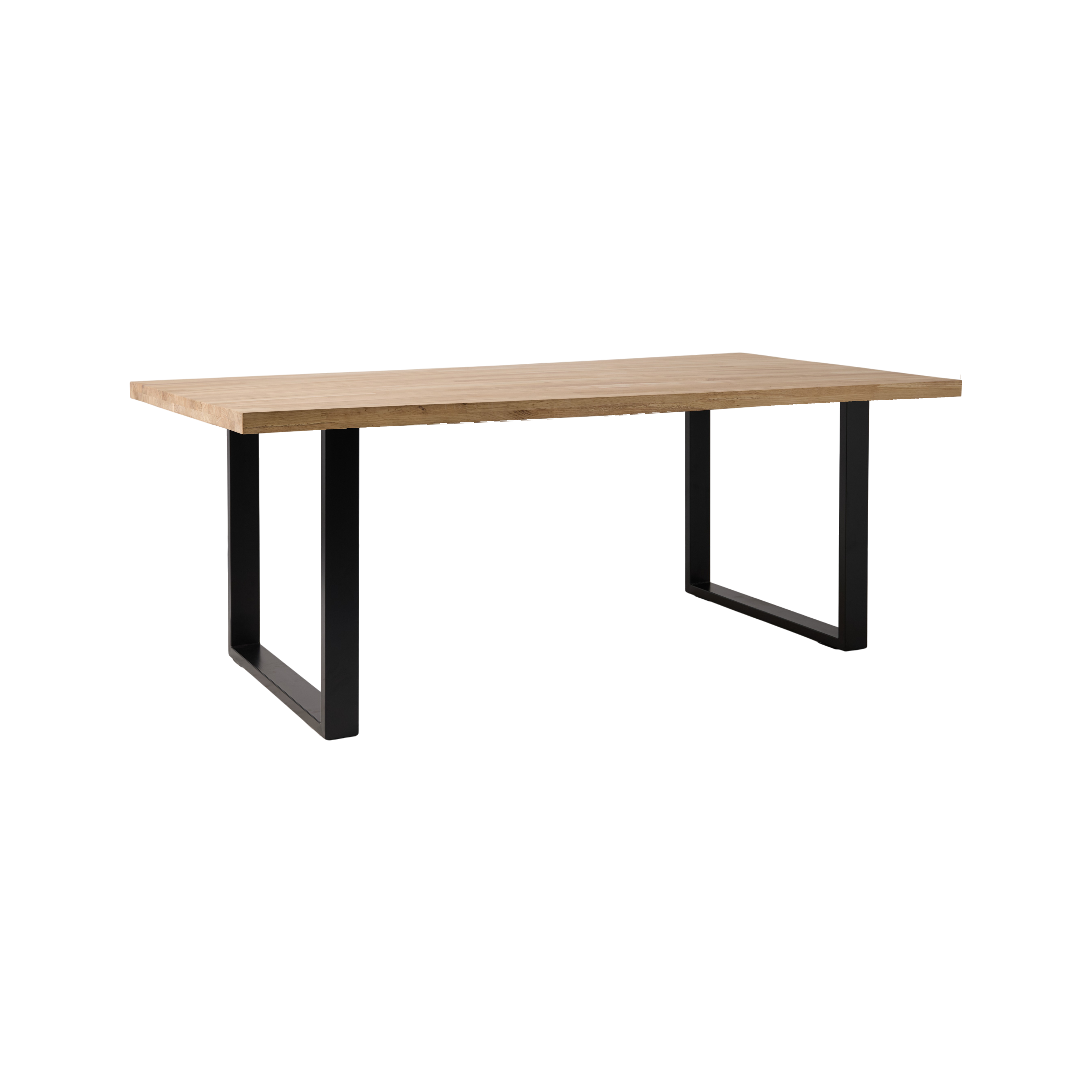 Table à manger rectangulaire chêne massif, pieds métal noir 8 personnes Valencia