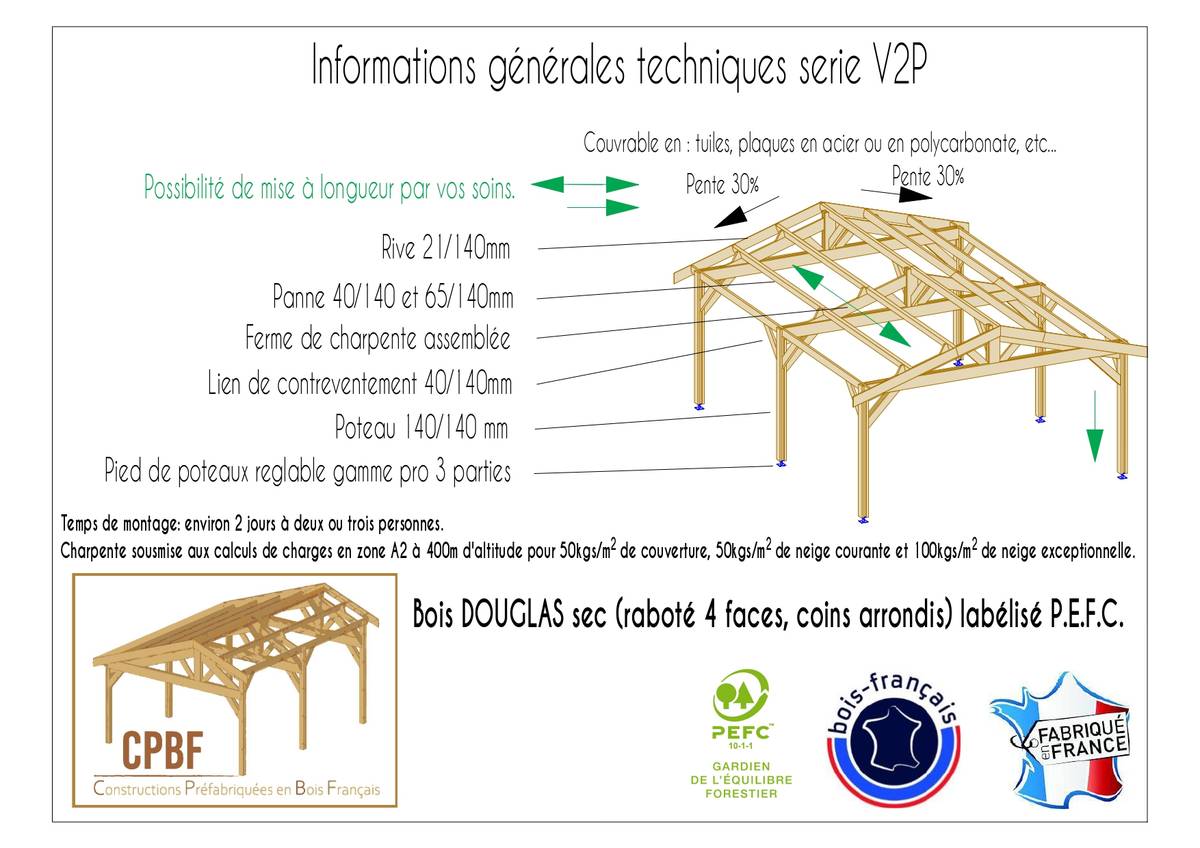 Abri deux Pentes pour Voiture Bourgogne en Bois Abri deux Pentes pour Voiture Bourgogne en Bois