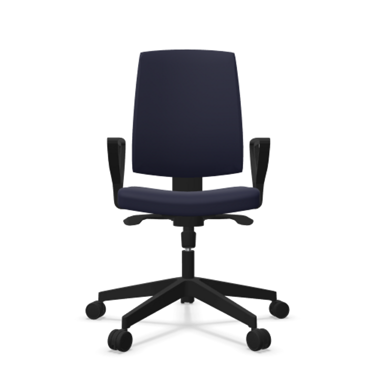Fauteuil de bureau dossier capitonné et plastique noir avec accoudoirs fixes Fauteuil de bureau dossier capitonné et plastique noir avec accoudoirs fixes