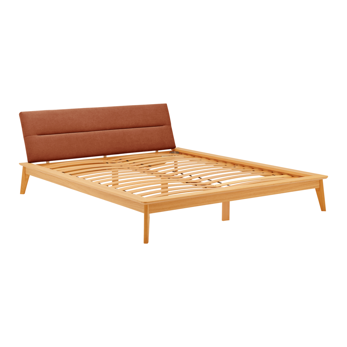 Lit bois avec tête de lit tissu Atia Lit bois avec tête de lit tissu Atia