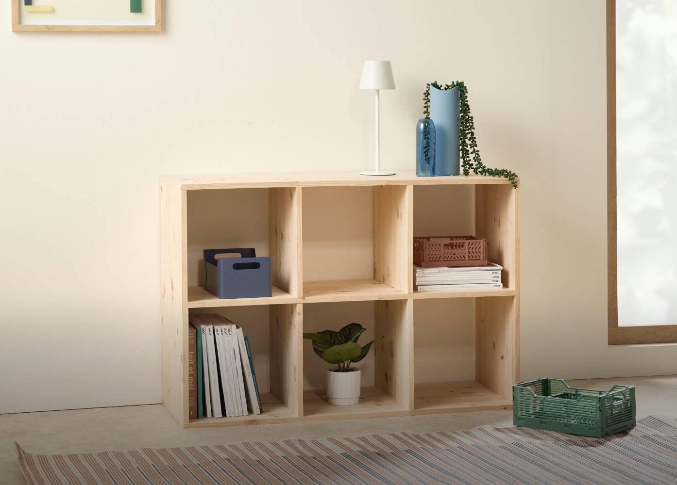 Etagère bois massif 2x3 cases Elio