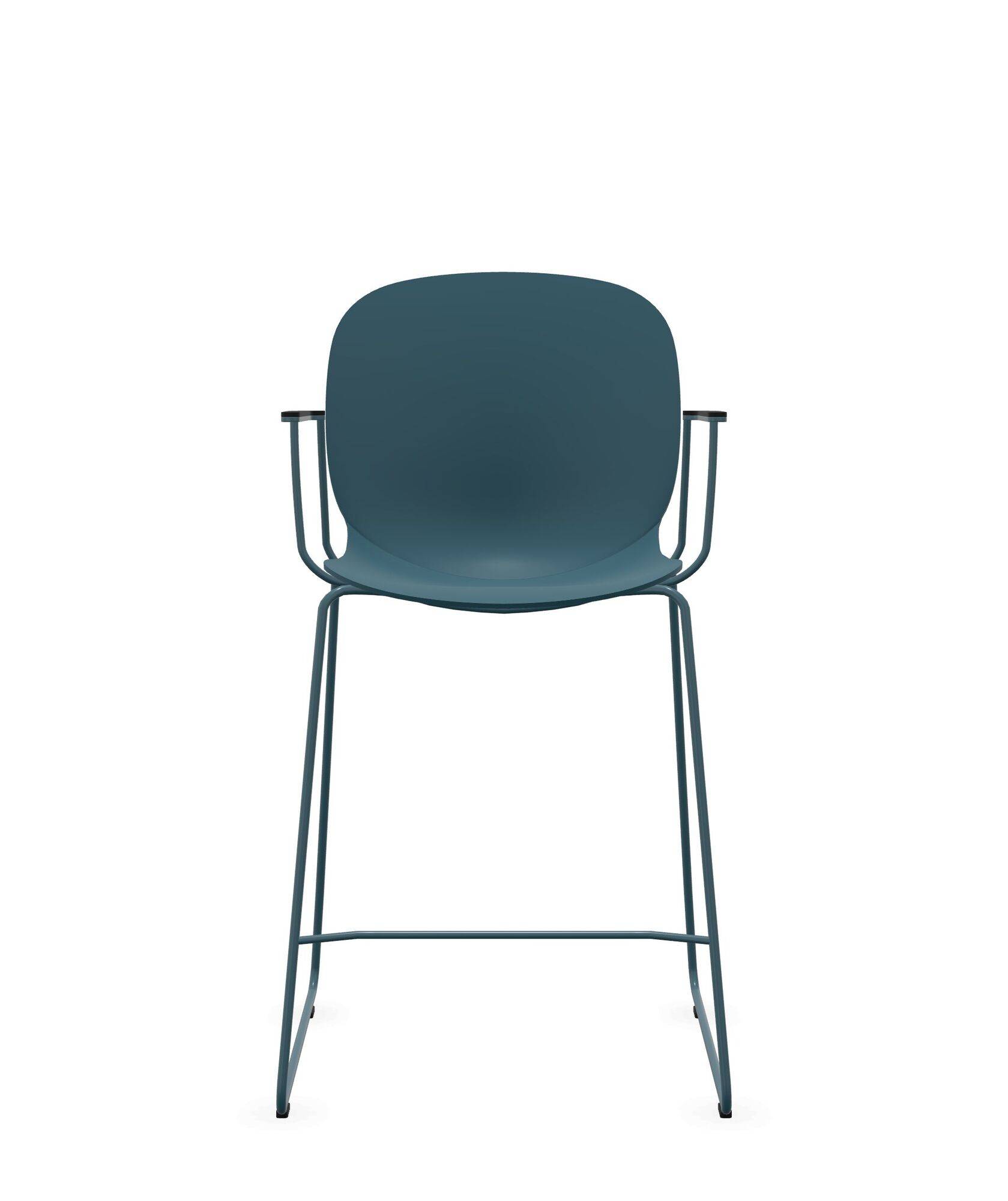 Chaise haute empilable avec accoudoirs et pieds luge acier Noor 6090
