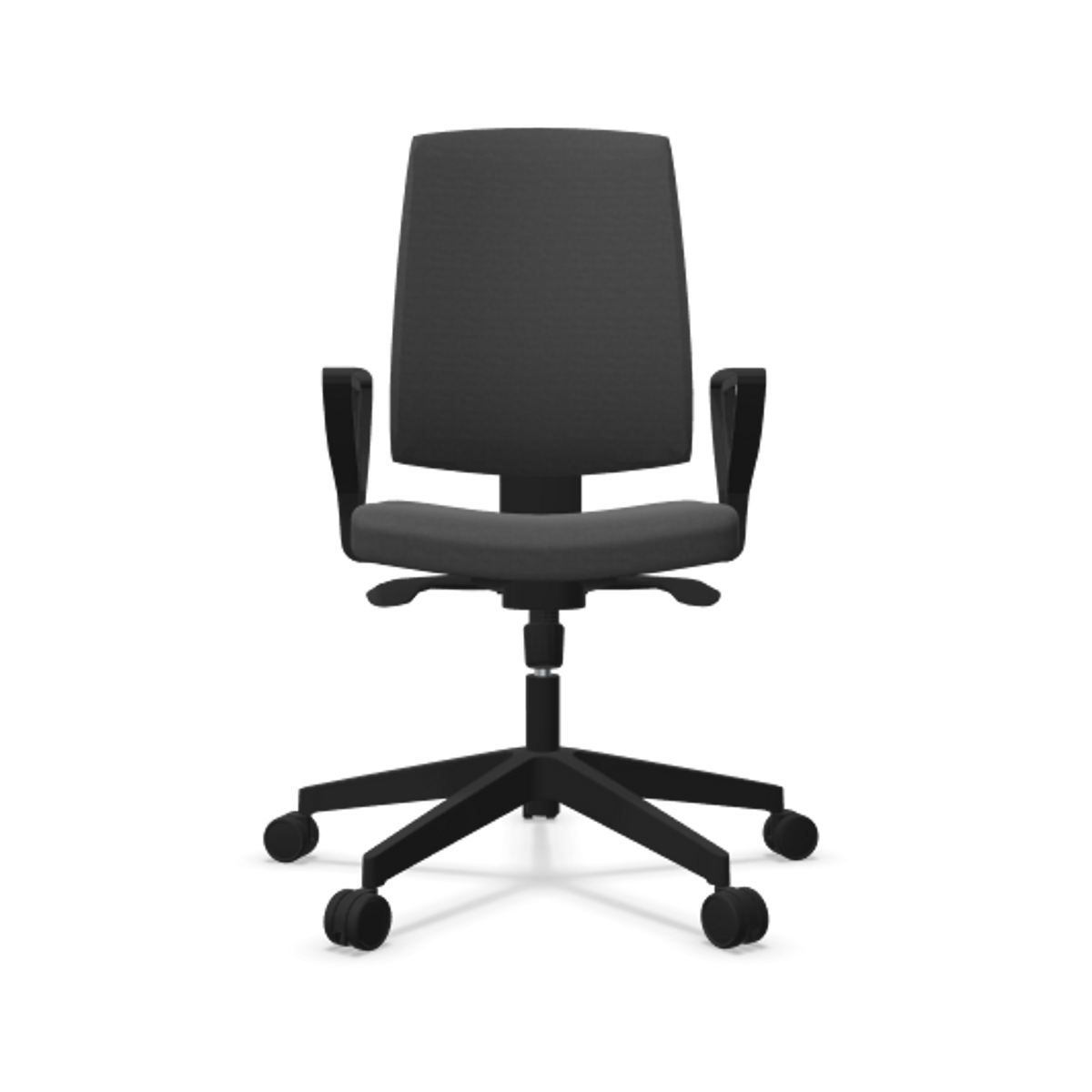 Fauteuil de bureau dossier capitonné et plastique noir avec accoudoirs fixes Fauteuil de bureau dossier capitonné et plastique noir avec accoudoirs fixes