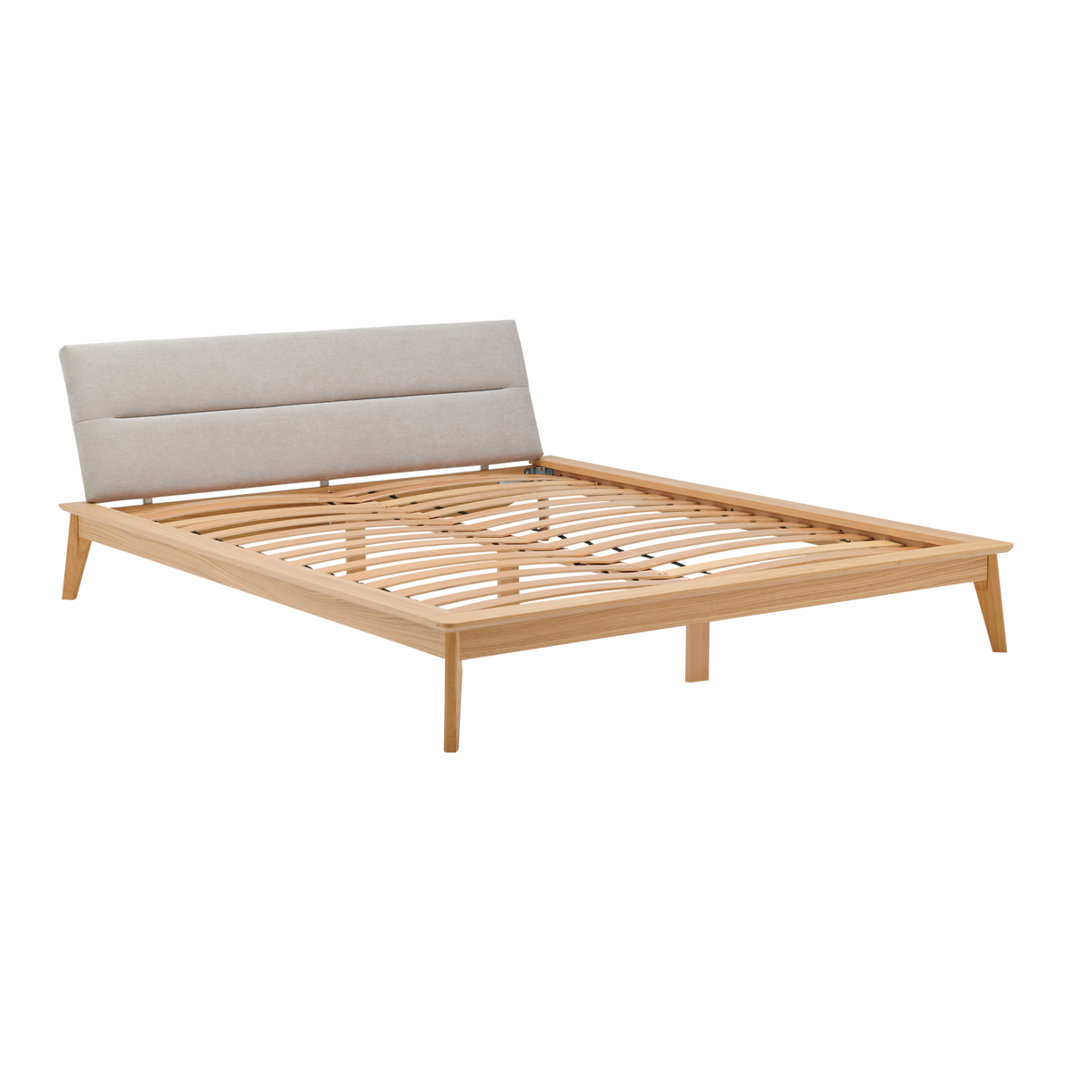 Lit bois avec tête de lit tissu Atia Lit bois avec tête de lit tissu Atia