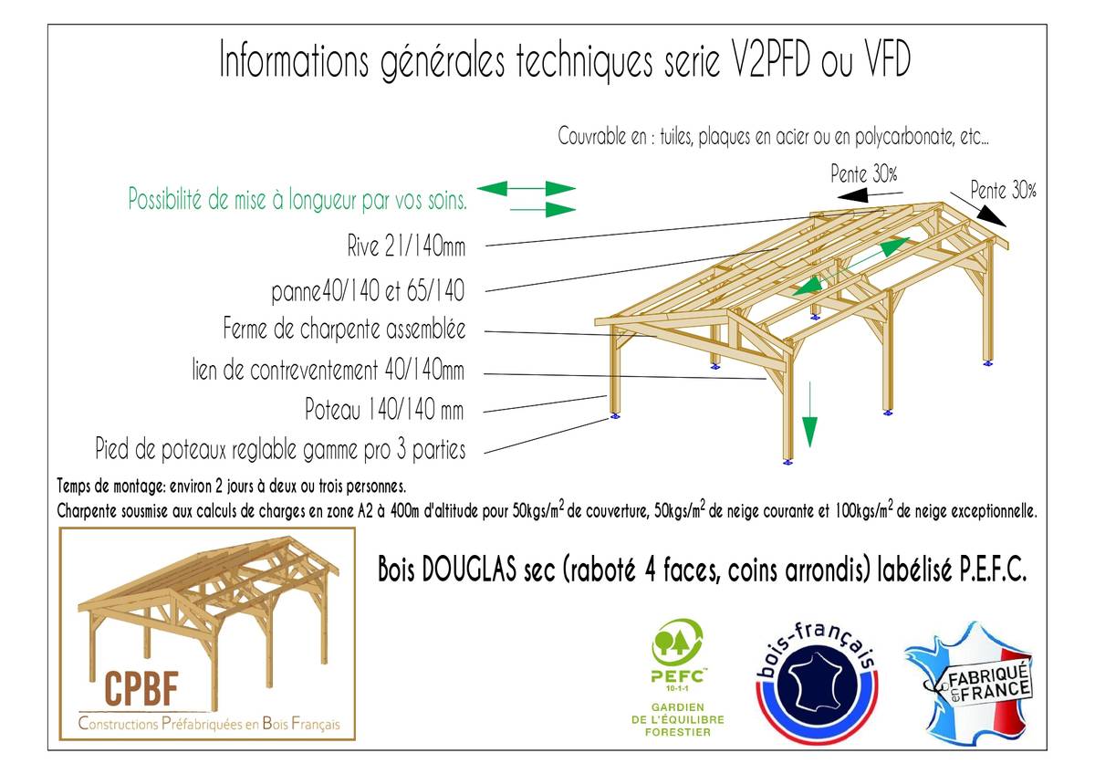 Abri deux Pentes Faitage Décalé pour Voiture Champagne Ardenne en Bois Abri deux Pentes Faitage Décalé pour Voiture Champagne Ardenne en Bois